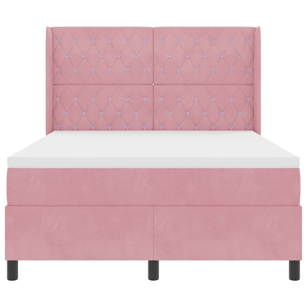 Box Spring Bed with Mattress and Headboard Pink 160 X 200 Cm Velvet