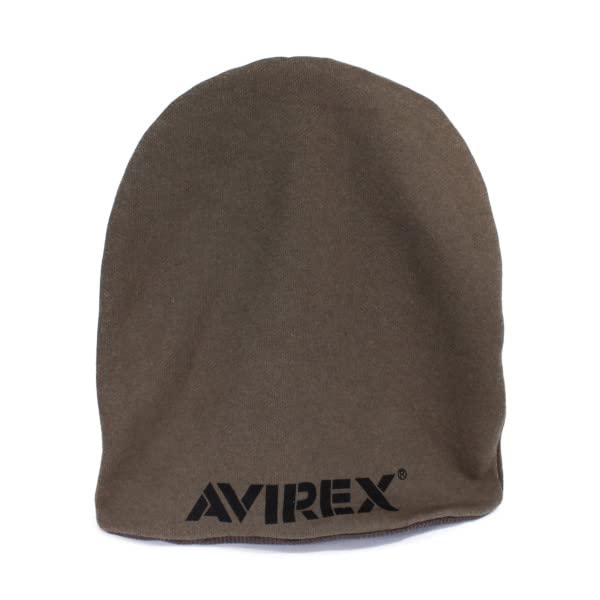 AVIREX REVERSIBLE Knit Cap for Men and a Popular and Trendy Brand for Perfect as a Day Gift Women, Fall/Winter, Father's (Khaki)