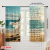 2pcs 2D Flat Printing Window Curtains Ocean Beach Dance 100% Polyester Without Electricity Festive Curtains for Outdoor and Home