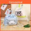Adorable Crayon Shinchan Plush Drawstring Backpack Featuring Shinnosuke And Friends