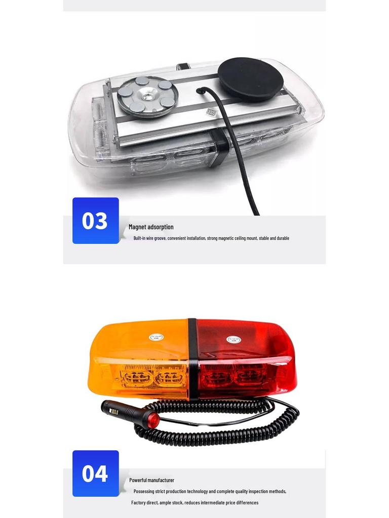 36-LED Emergency Strobe Ceiling Lamp for Engineering Vehicles - Red, Blue, Yellow Warning Light