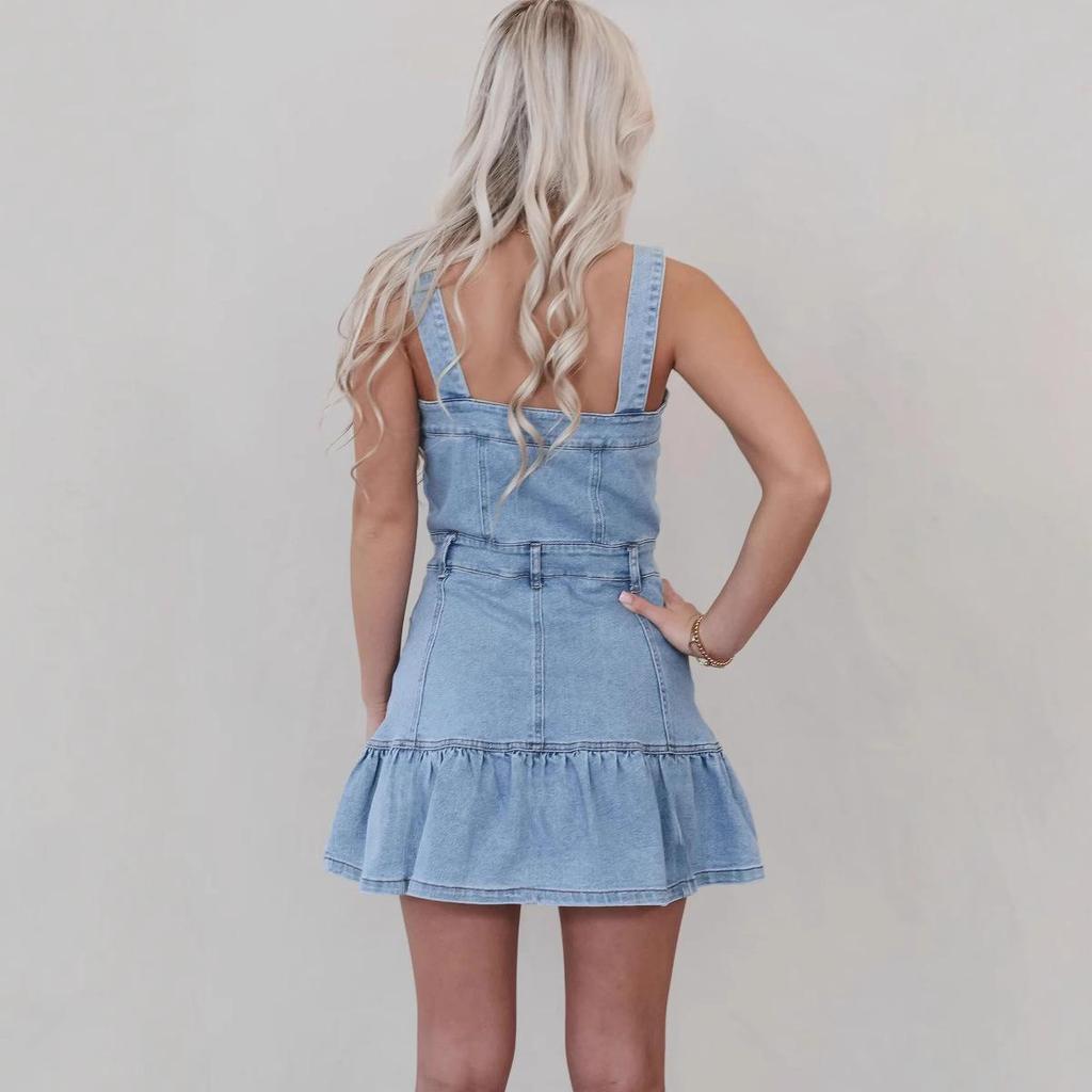 2025 Spring/Summer Spaghetti Strap Denim Dress - Chic European & American Style for Women