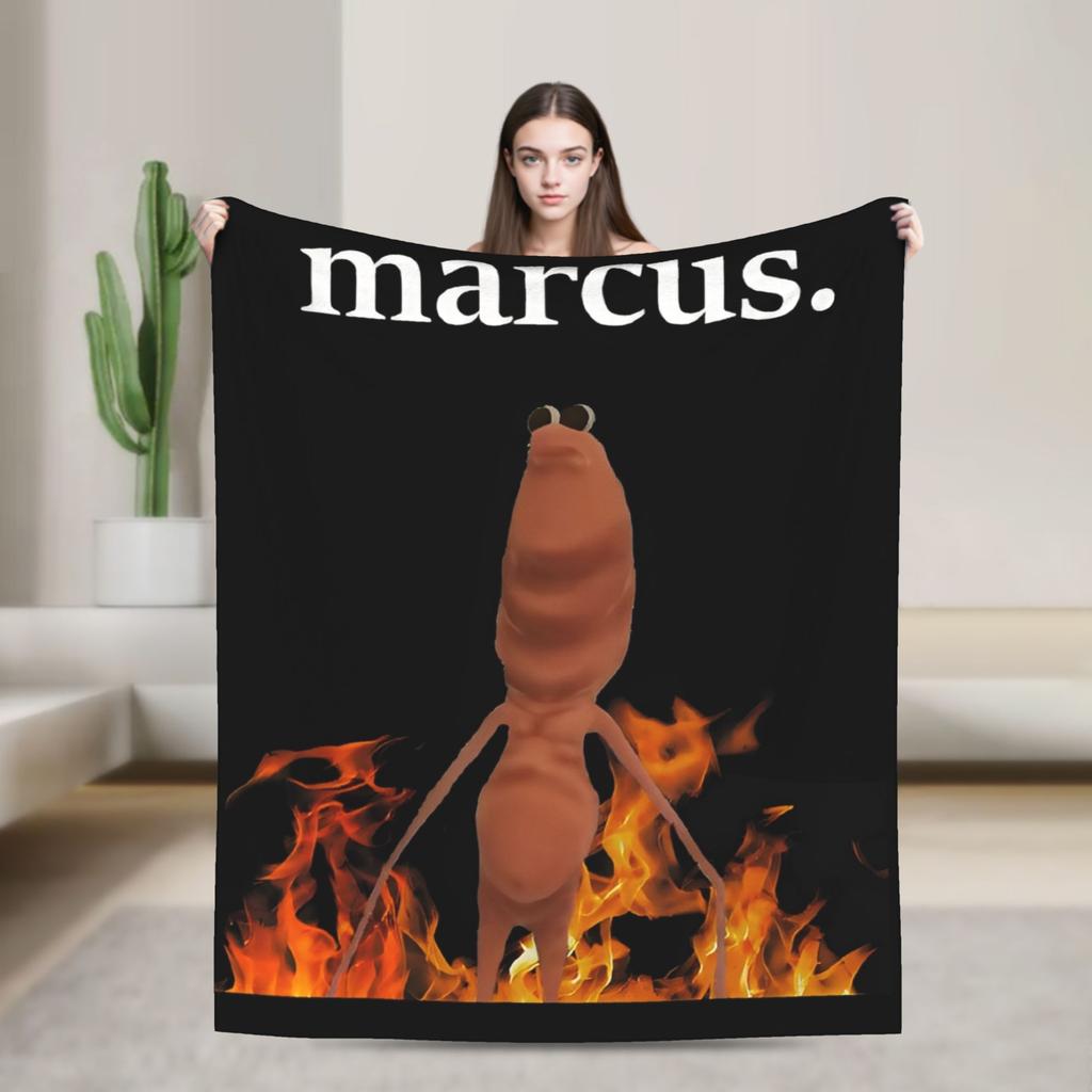 Marcus The Worm Meme Flannel Blanket  Soft Throw Blanket for Outdoor Travel Office Funny Bedspread Sofa Bed Cover