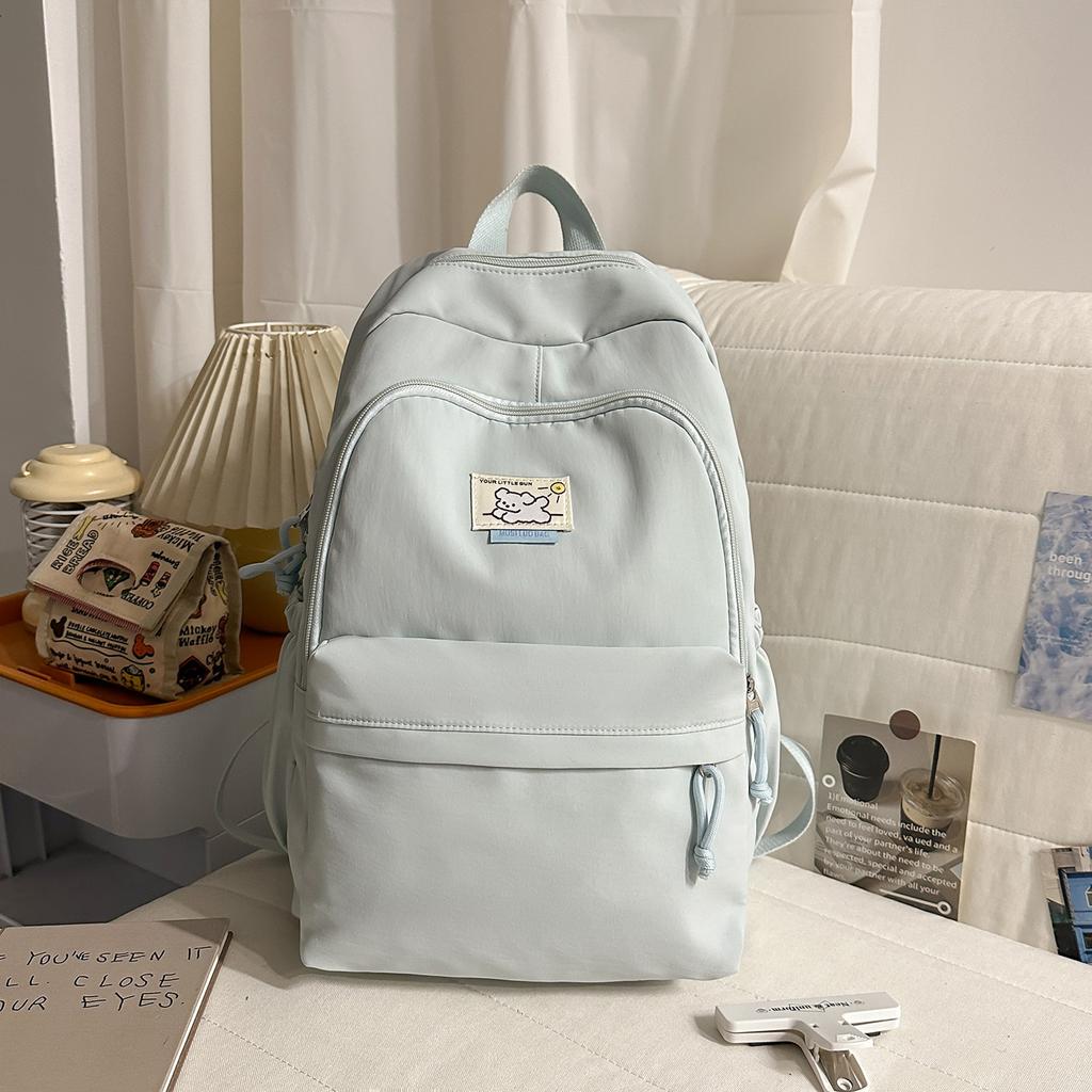 Schoolbag new Korean version of high-value large-capacity schoolbag for women's leisure solid color simple and versatile backpack for junior