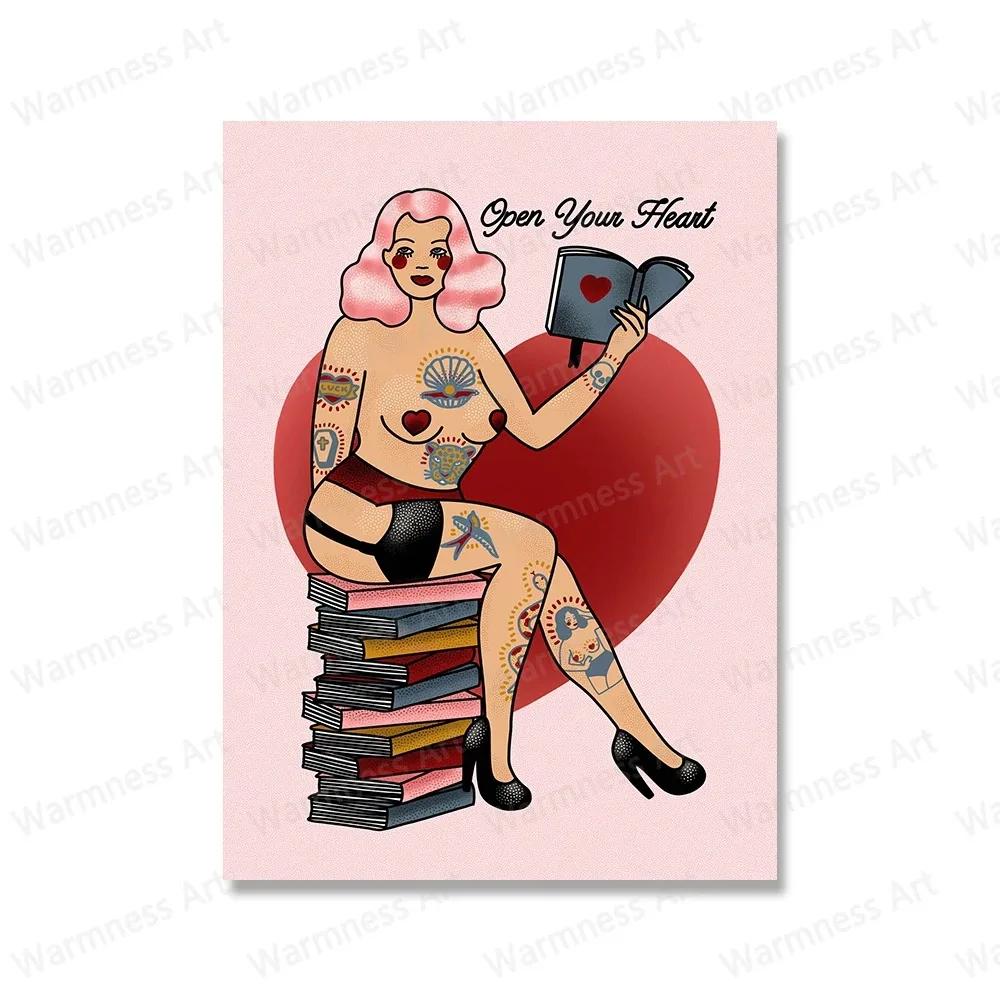 Pink Leopard Cat Sexy Girl Feminism Mermaid Posters And Prints Wall Art Canvas Painting For Living Room Decor