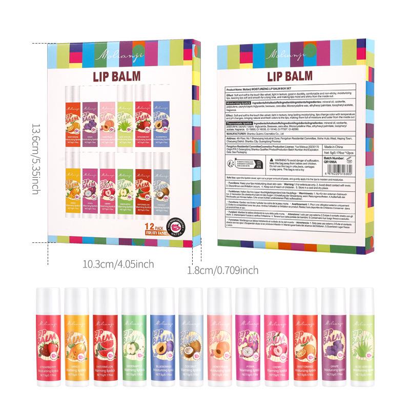 

Mo Lian Ji Lip Balm Set: 12-Piece Moisturizing & Hydrating, Reduces Lip Lines, Lip Care.