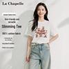 Camiseta Manga Curta de Algodão Puro com Caimento Solto Feminina La Chapelle