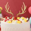 5pcs Christmas Antlers Shape Cake Toppers Chic Acrylic Reindeer Dessert Ornament Cupcake Toppers Fruit Picks Xmas Party Supplies
