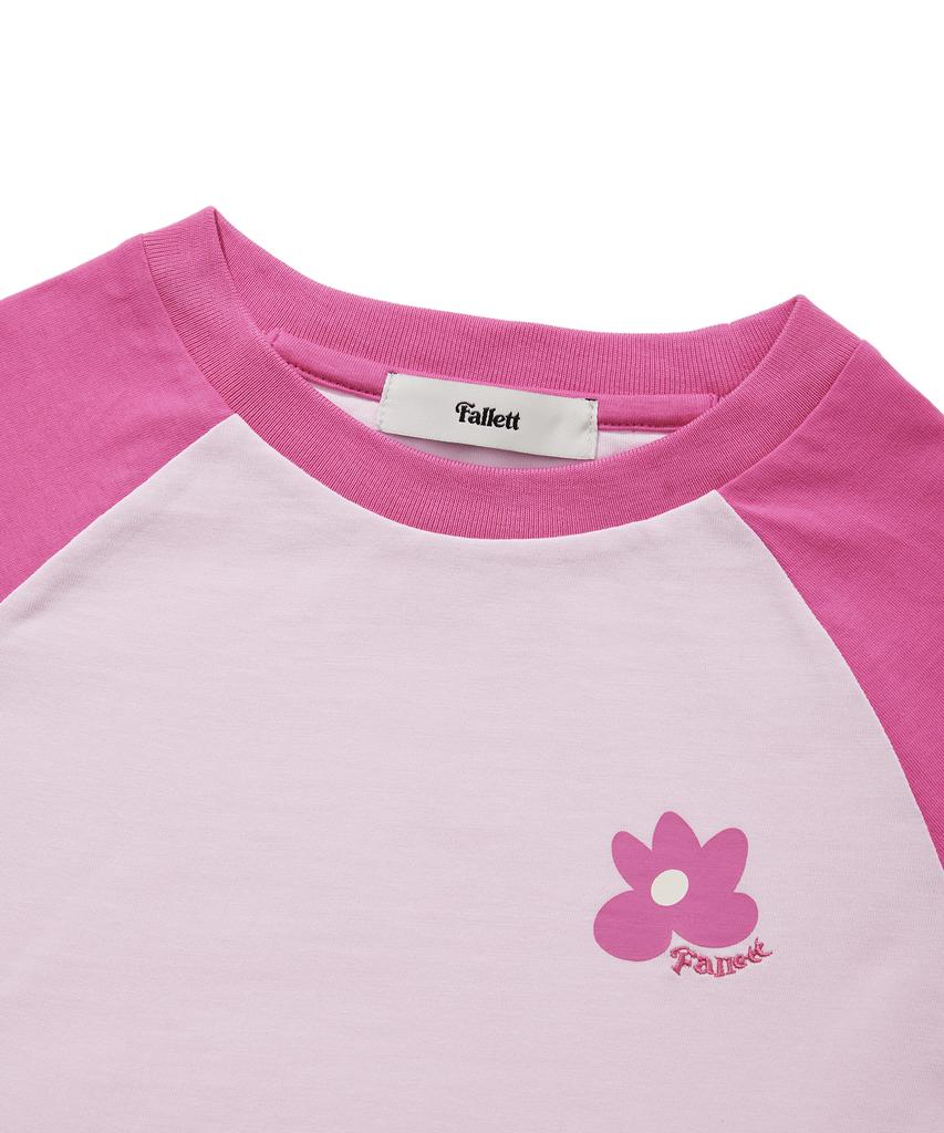 FALLETT Flower Logo Raglan Long Sleeve Pink