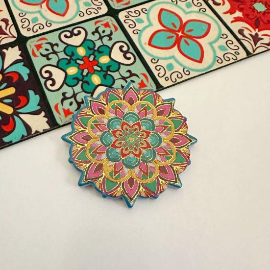 Retro Etnisk Blomst Kjøleskapsmagnet DIY Hjemmekontor Kjøkken Skap Kjøleskap 3D Vintage Fargerik Blomst Magnetisk Dekorasjon Ornament