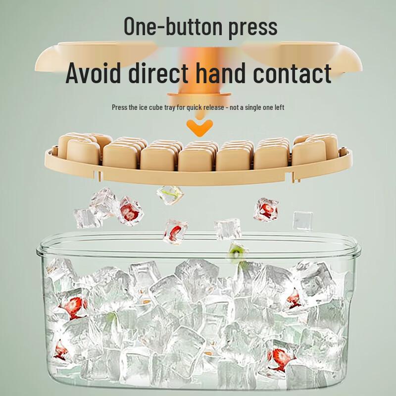 Press-Type Double-Layer Ice Cube Tray with Storage Bin