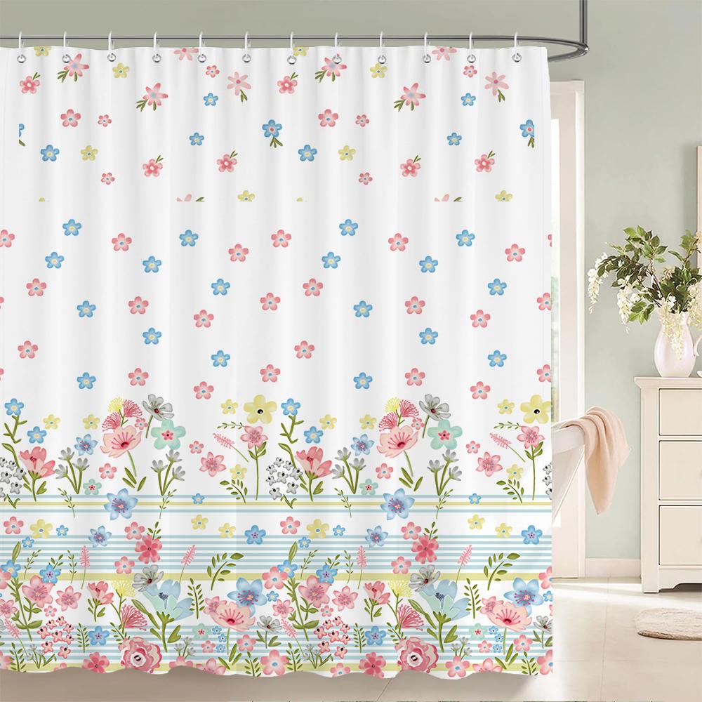 

Beautiful Flowers Shower Curtain Bathroom Waterproof Shower Curtain Birds Butterfly Printing Curtains For Bath Shower With Hooks W60H190(CM)-1 Pcs