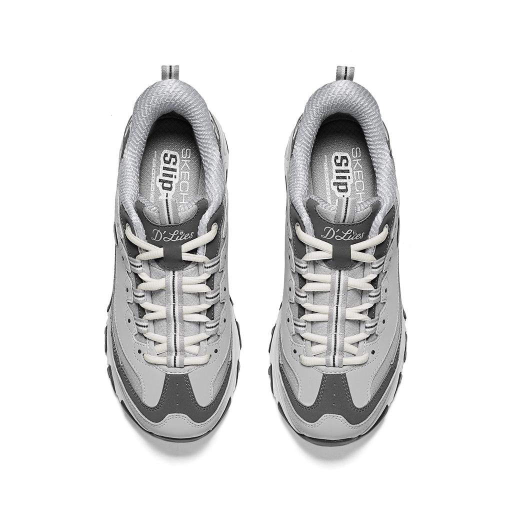 Skechers DLites Cómodas Versátiles de Caña Baja Zapatillas Papá Mujer Grises 150721-GRY