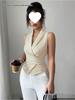 Striped Sleeveless Tie-Waist Slimming Vest for Women