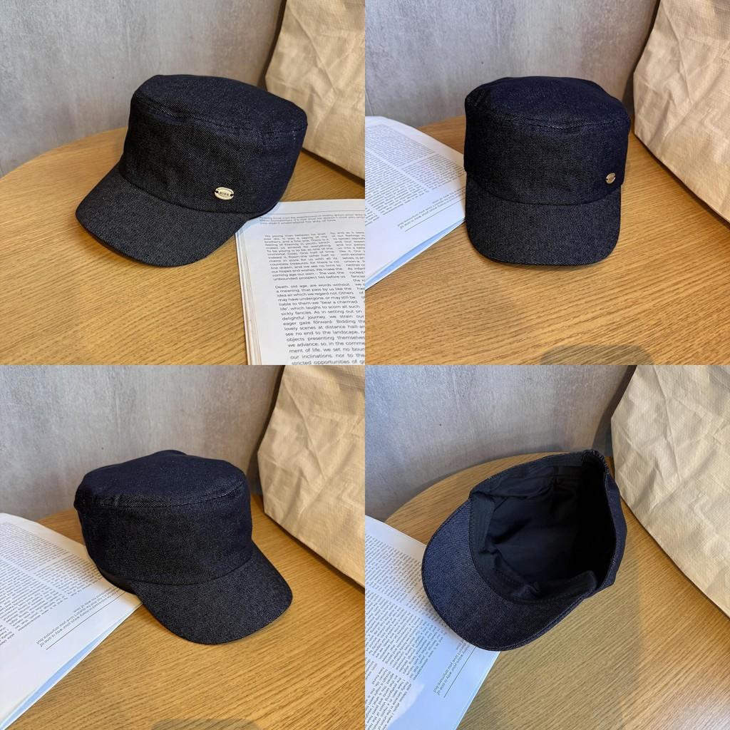 Navy Blue Denim Equestrian Cap With Breathable For Daily Outdoor Activities