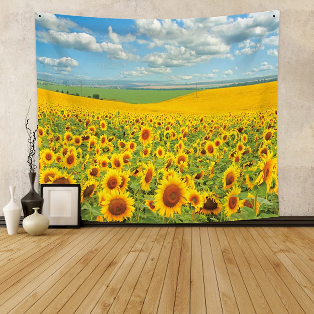 Gul Blommande solros Vackert landskap Mönster Gobeläng Hem Sovrum Vardagsrum Sovsal Väggdekoration Gobeläng