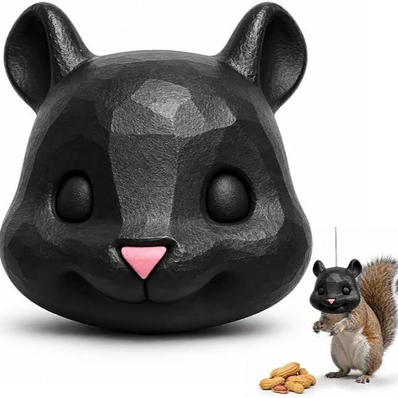 1Pcs Funny Animal Face Hanging Feeder Squirrel Head Feeder Food Container Wide Opening For Trees And Deck