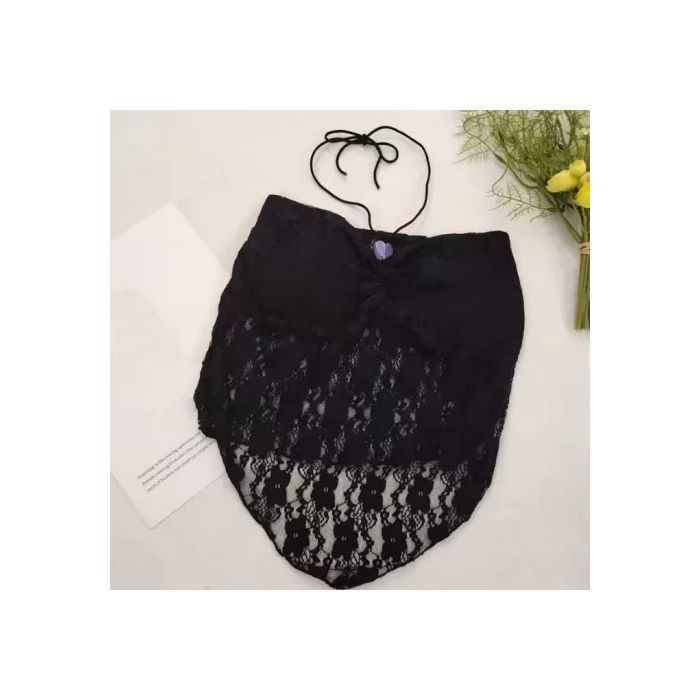 Pure desire sexy babes irregular lace tube top sling vest short slim-fit backless knitted neck top