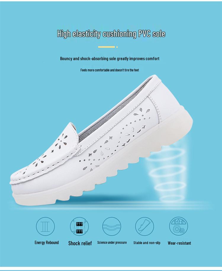 Women's Spring/Autumn Nurse Shoes - Thick, Soft, Comfortable, Breathable, Hollowed Out, Ideal for Medical and Healthcare Work