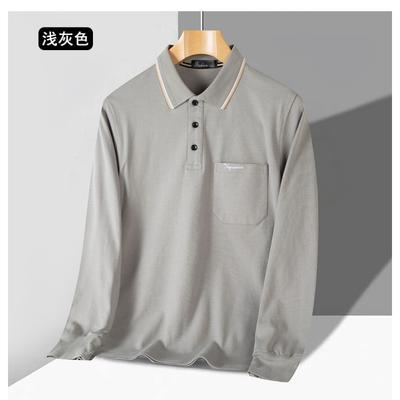 Abbigliamento Mezza Età Maglietta a Maniche Lunghe in Puro Cotone Polo Top Autunnale Camicia Base Nonno