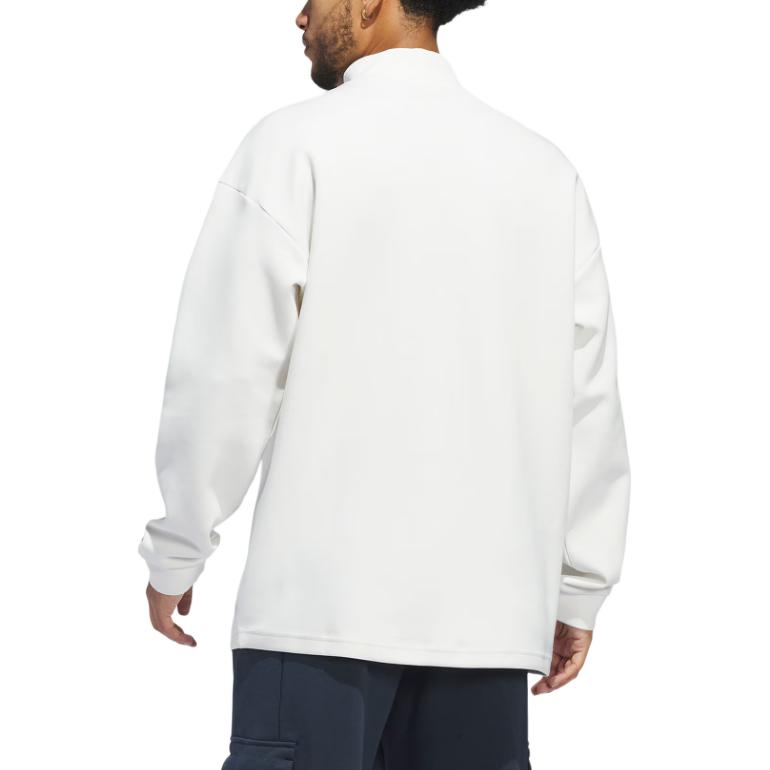 Adidas Originály Mock FW24 Basketbalová móda Pohodlná Logo značky Sportovní ležérní Pulovrová mikina Unisex mikina Bílá IY7377