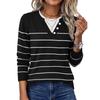 Pull Long à Manches Longues Boutonné sur le Devant et Col en V pour Femmes Deux Pièces Vieux Haut Tricoté Décontracté