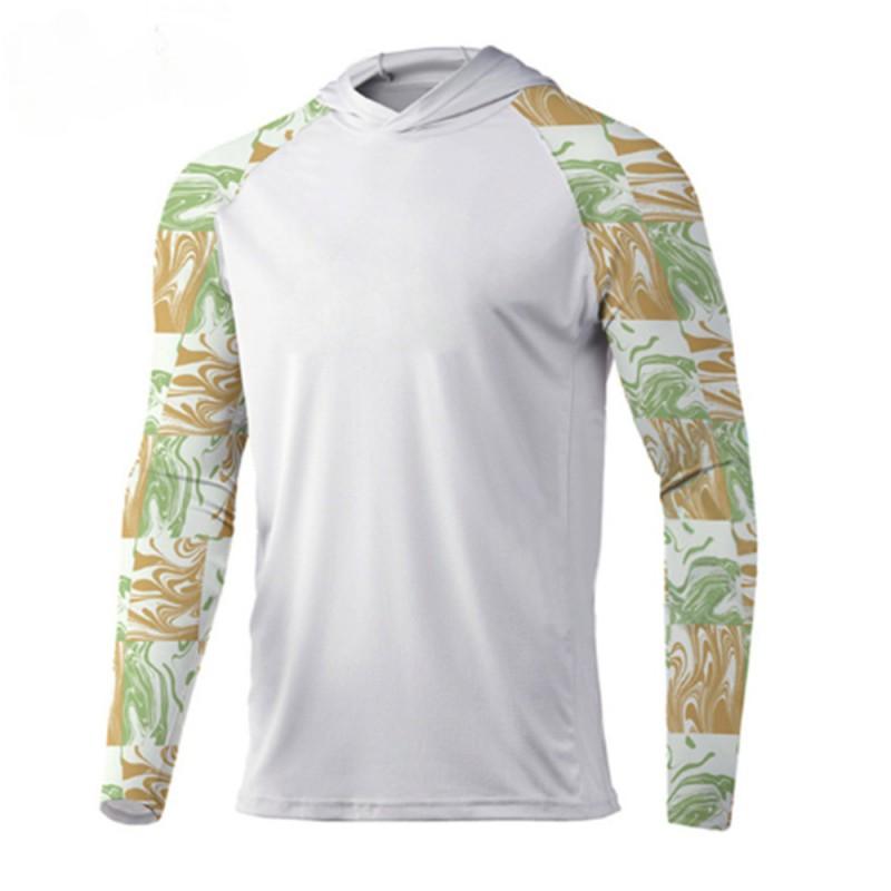 Mens Womens Quick Dry UV Protection Hooded Fishing Shirt Long Sleeve Breathable Outdoor Sportswear Summer