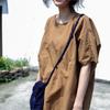 Johnature Women Vintage Irregular Summer T-Shirts Cotton O-Neck Short Sleeve Tees Solid Color Women Casual T-Shirts