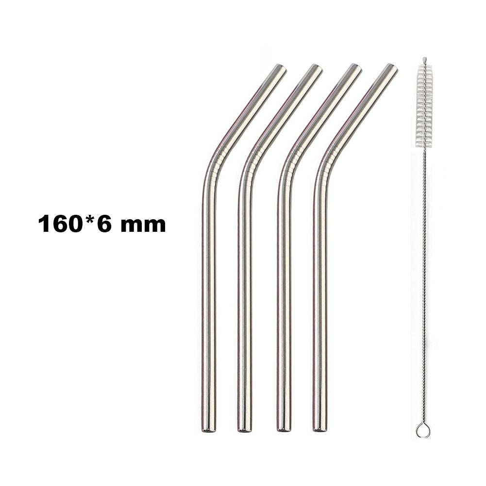 Fruit Juice Straws Mini 160mm Short Rainbow Stainless Steel Metal Straws Straight Bend Reusable Drinking Small 4Straw 1prush