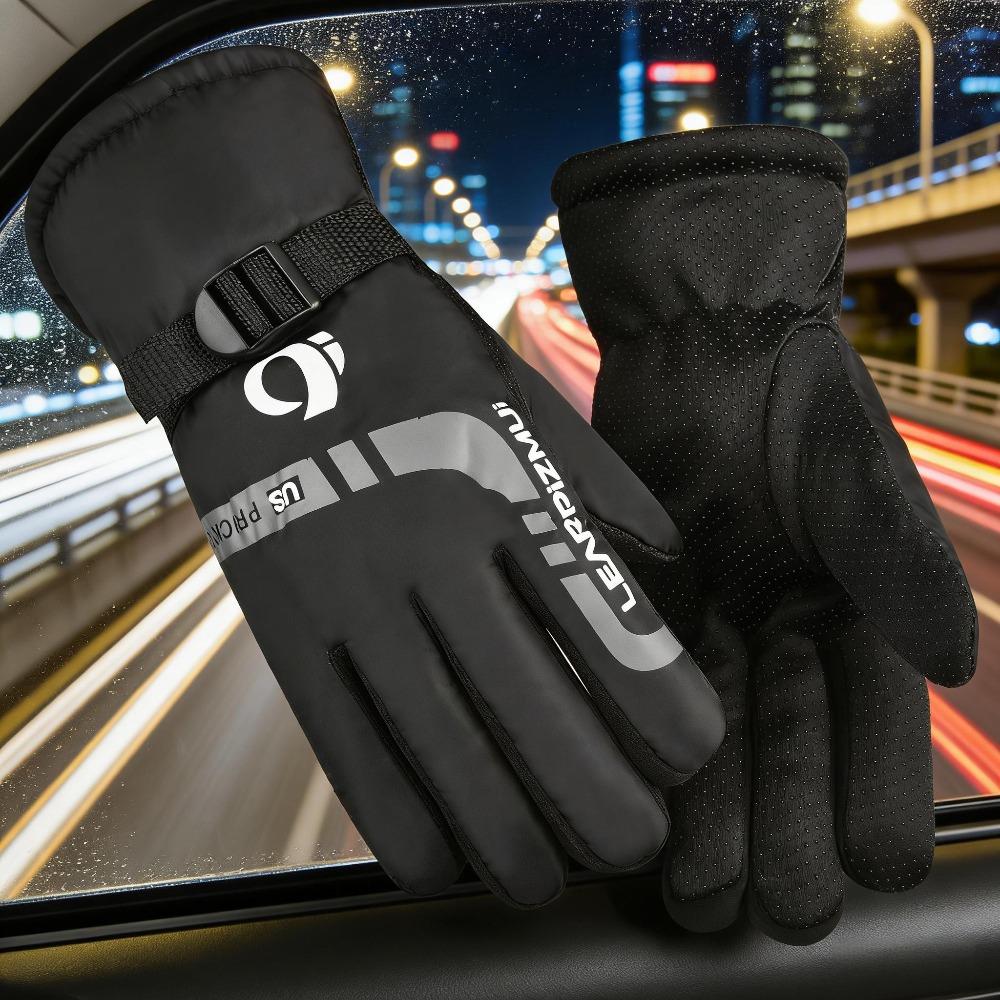 Autumn and winter skiing warm gloves, thickened anti slip and windproof velvet motorcycle outdoor riding men's gloves