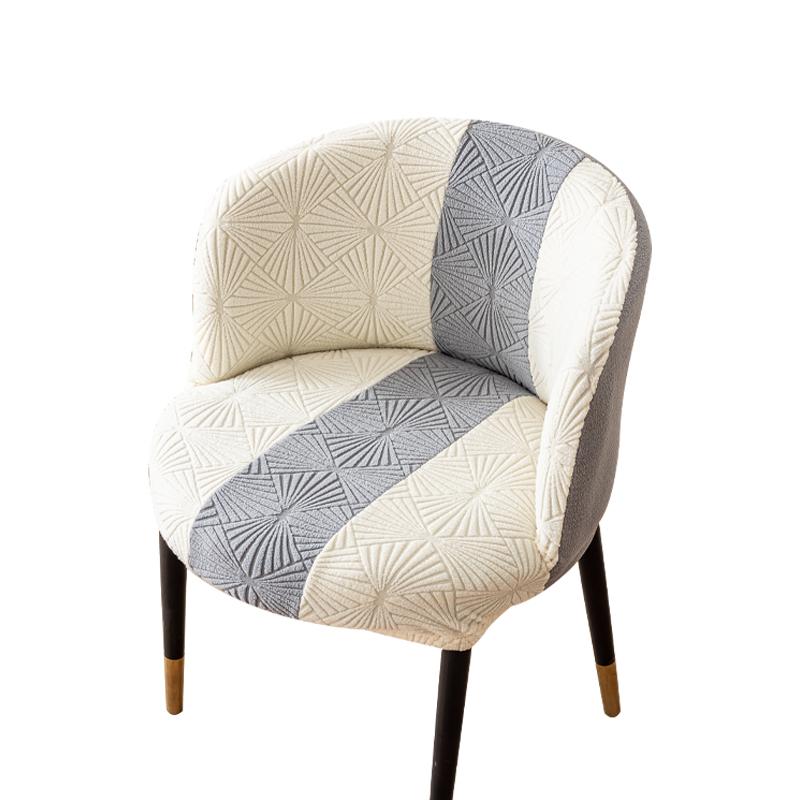1Pc Tri Color Splicing Jacquard Curved Chair Cover Elastic Armchair Seat Covers Big Round Chair Slipcovers Negotiation Room