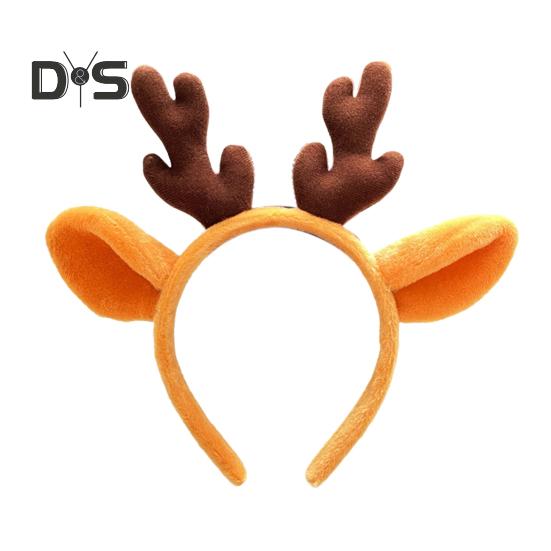 Banda de păr cu coarne de Crăciun, elastică, anti-alunecare, de pluș, potrivită pentru toate vârstele Accesorii pentru păr de Crăciun, decorare pentru petreceri de sărbători, costum festiv de Halloween