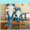 Shark Cat Plush Pillow Doll Soft Pp Cotton Stuffed Animal For Cozy Home Decor