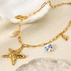 European and American Plated 18k Gold Starfish Shell Ceramic DIY Pendant Necklace Stainless Steel Necklace Women's Ocean Style Jewelry