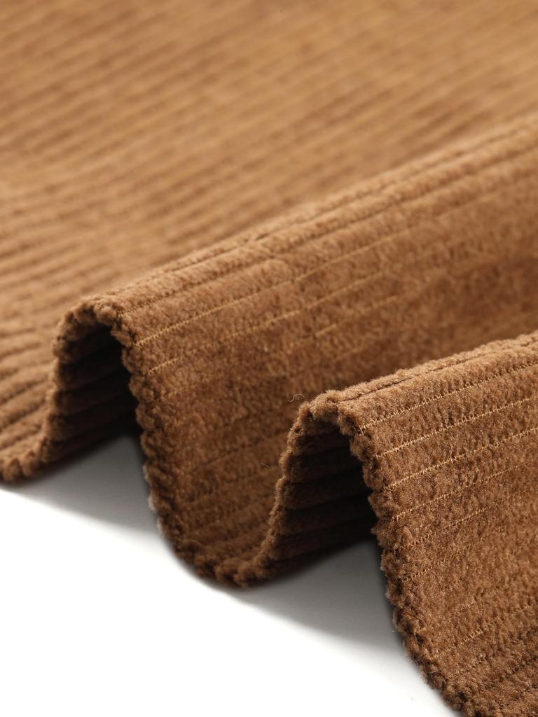 Allegra K Women's Corduroy Jacket with Shirred Sleeves, One Button, Lapel Pockets, Work Blazer, Brown, Size M