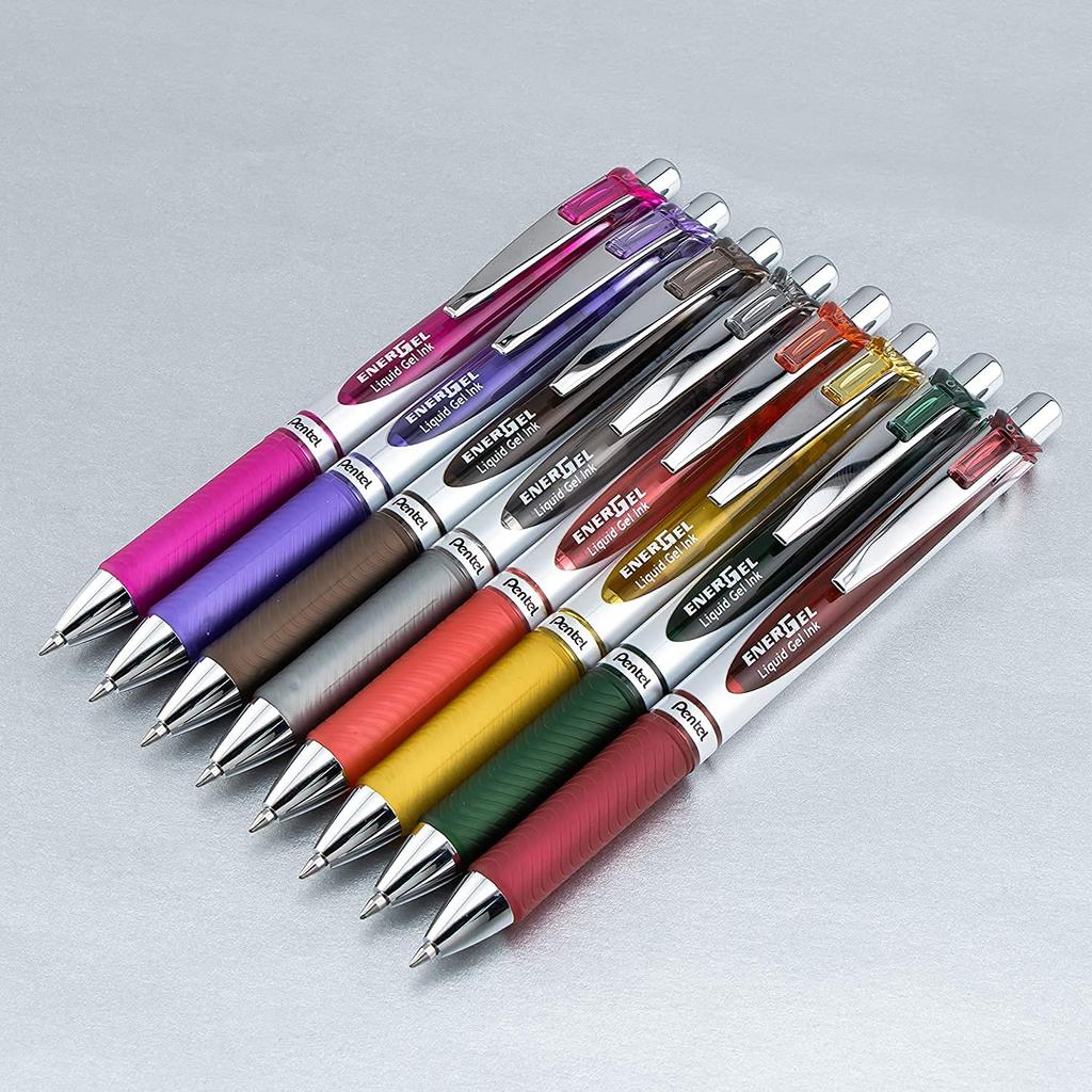 PENTEL Ballpoint Pen Gel Ink Energel Knock Type Limited Silver Shaft 20 Colors 0.7mm BL77-20