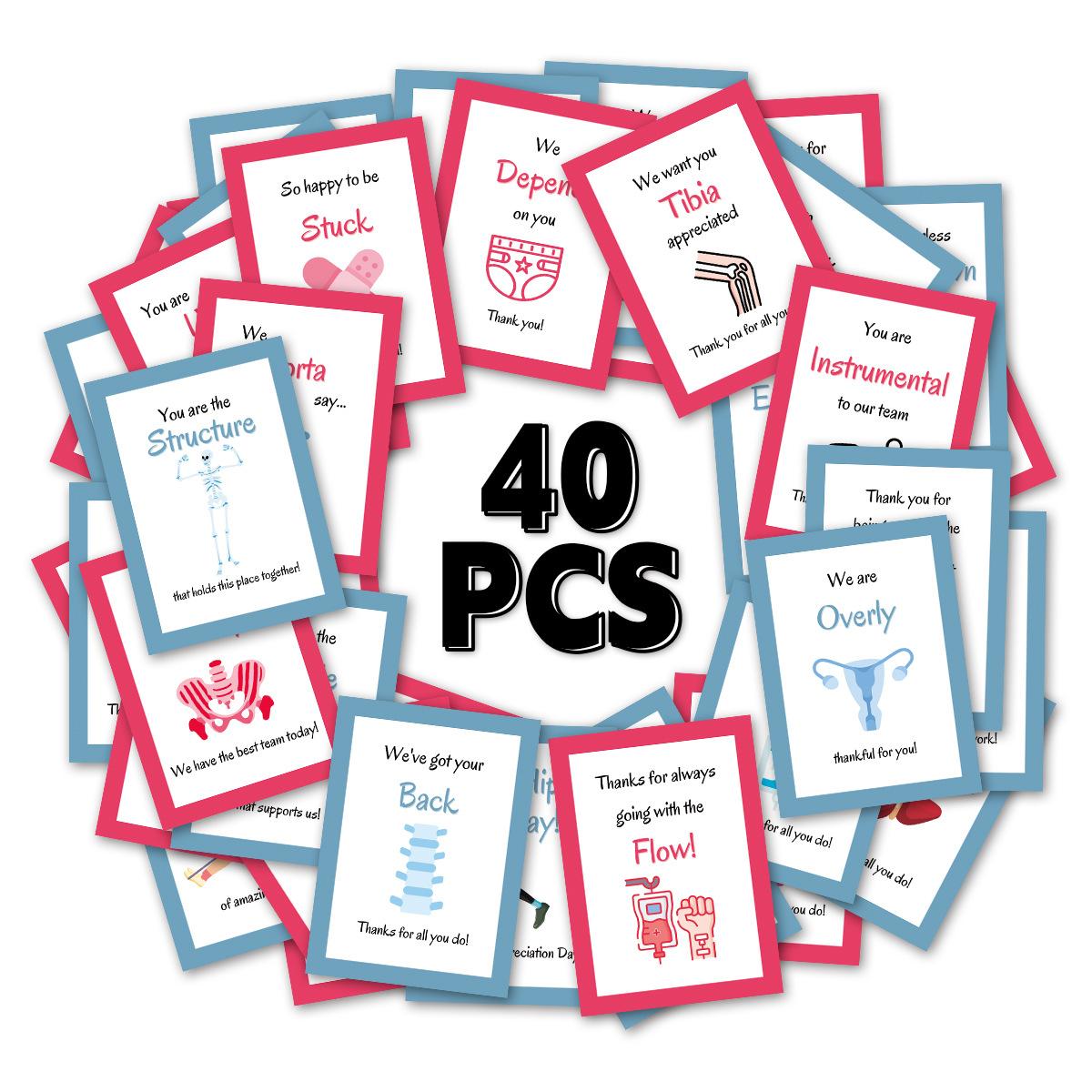 

40 шт. Забавные карты поддержки для медсестер, Декор для вечеринки, Мотивационные записки для персонала, Вдохновляющие подарки