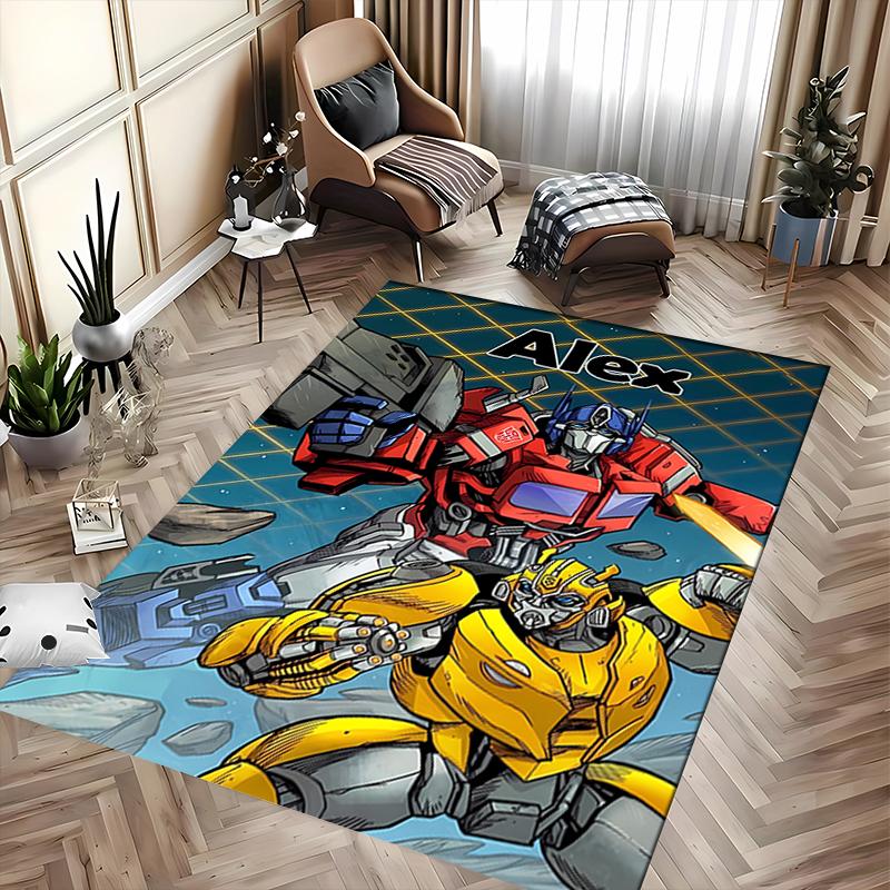 Custom Personalization Optimus Prime & Bumblebee Area Rug - Perfect For Kitchen, Bathroom,Laundry Room Decor Large Size Available,Gift All Seasons