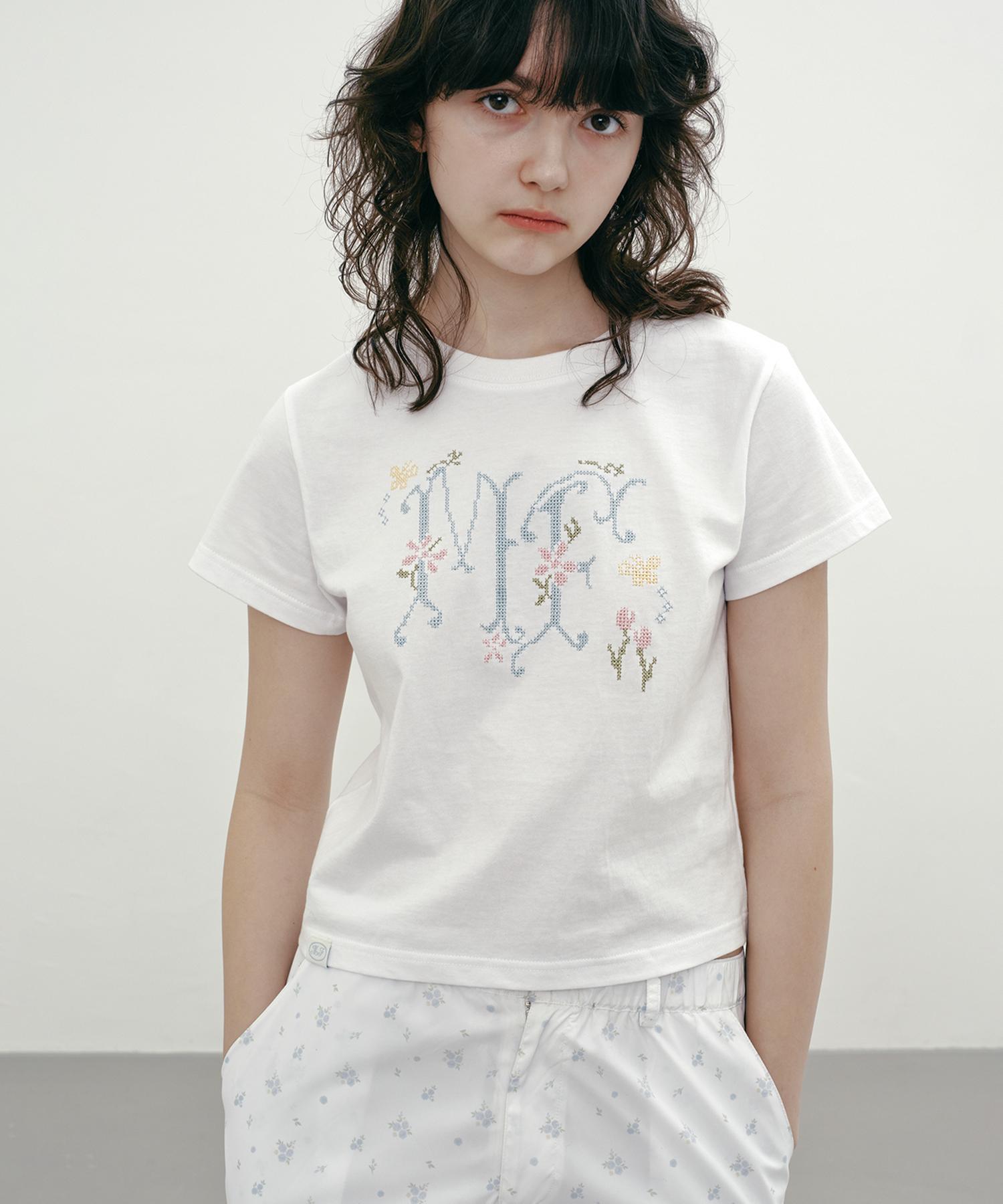 Margarine Fingers Cross Stitch Logo T-Shirt (White)