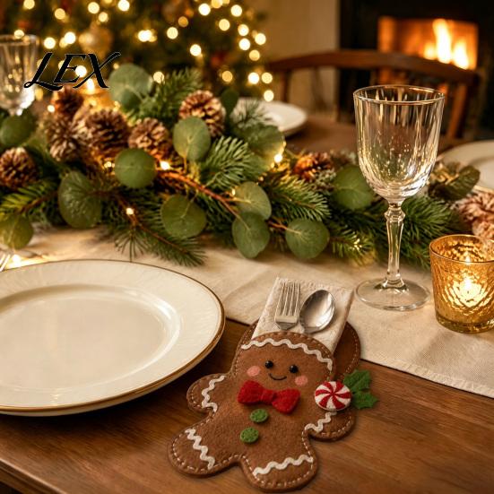 Christmas Table Decoration Felt Cutlery Holder DIY Kit, Holiday Flatware Pouch Craft Reindeer Dining Setting Set, Handmade Utensil Sleeve for
