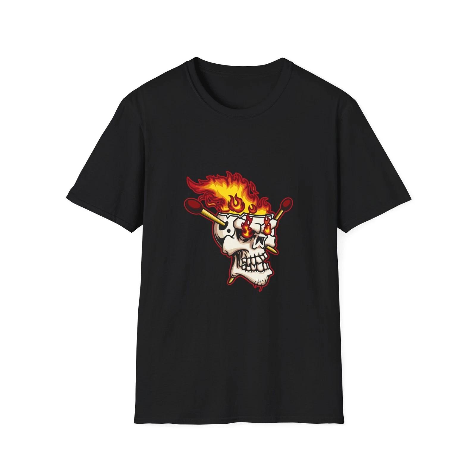 Fiery Skull Unisex T-Shirt — Cool Graphic Tee for Music Lovers, Gift for [...] L