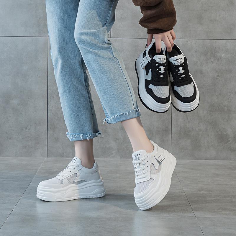 Small thick-soled inner height-increasing small white shoes women's spring new fashionable versatile lightweight casual sports shoes