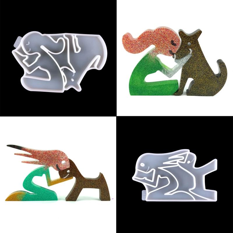 Dog Keychain Mold Silicone Keychain Mold Pendant Clay Mold with Hole for DIY Keychain Home Car Handbag Backpack Decor