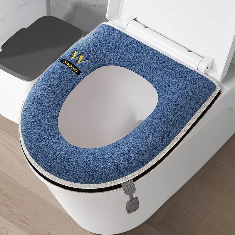 Washable Waterproof Toilet Seat Cover With Zipper Thick Winter Cushion Home Use All Season