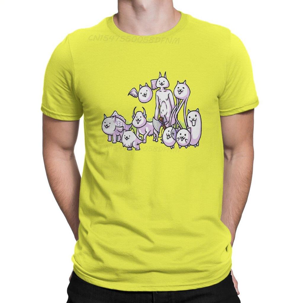 The Battle Cats Cat Game Male T Shirt Team Custom Men Retro T-shirts Graphic Printed Oversized T-shirt Transfer Printing