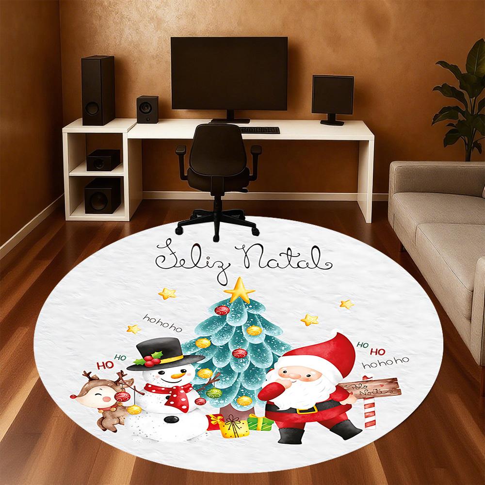 1pc Christmas Santa Claus Round Chair mat Area Rug - Non-Slip, Floor Mat for Office, Bedroom, and Indoor Decor c1125227