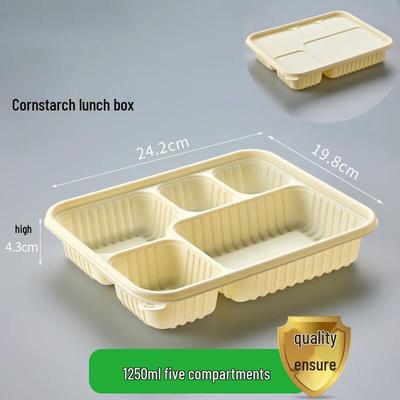 Contenant alimentaire rectangulaire jetable compartimenté avec couvercle