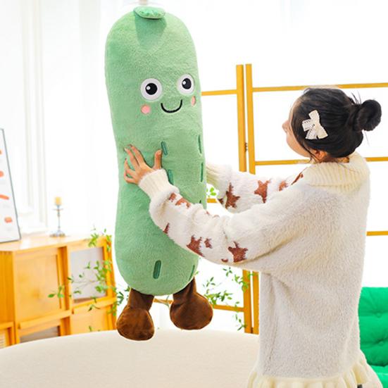 Smil Agurk Plysjdukke Bedårende Grønnsaks-Emotikon Kastepute Myk Utstoppet Grønnsaksleke Dekorative Gaver