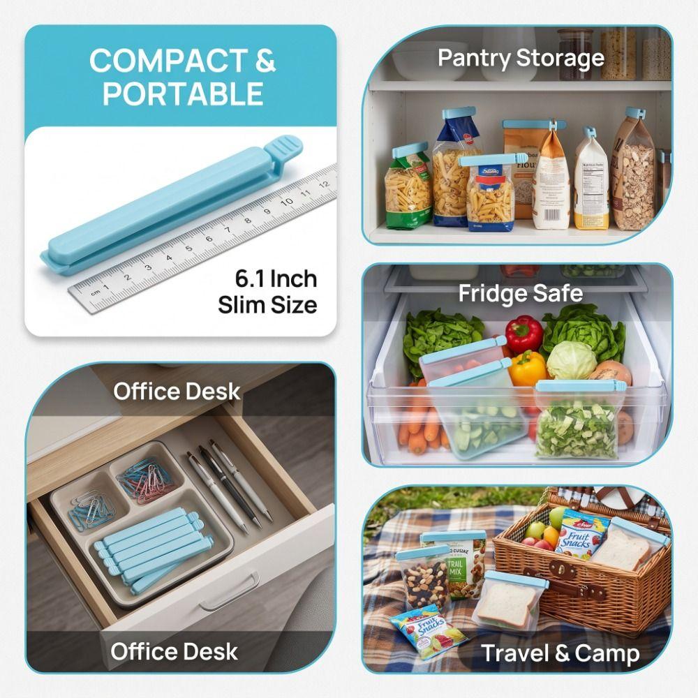 15 PCS Reusable Food Bag Sealing Clip Blue Snack Package Clip  Snack Preservation