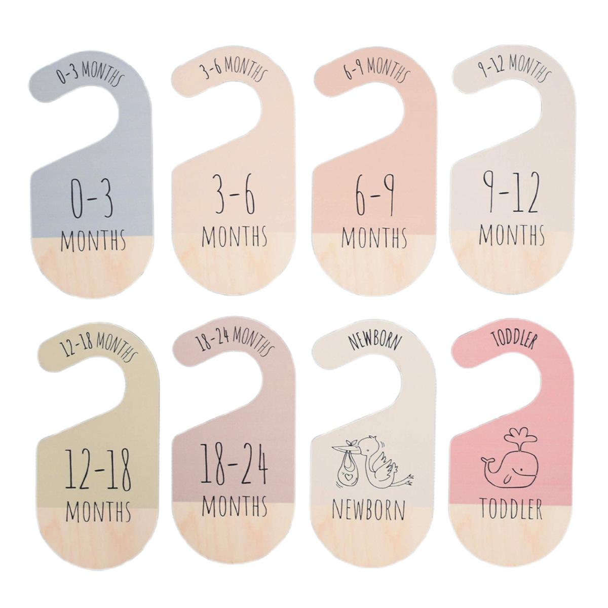 

8 шт. разделителей для детского шкафа, двухсторонний разделитель для детской одежды, деревянная вешалка для одежды от новорожденных до 24 месяцев, органайзер для детского гардероба 8pcs